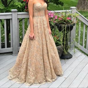 Gold Prom Ballgown Size 0